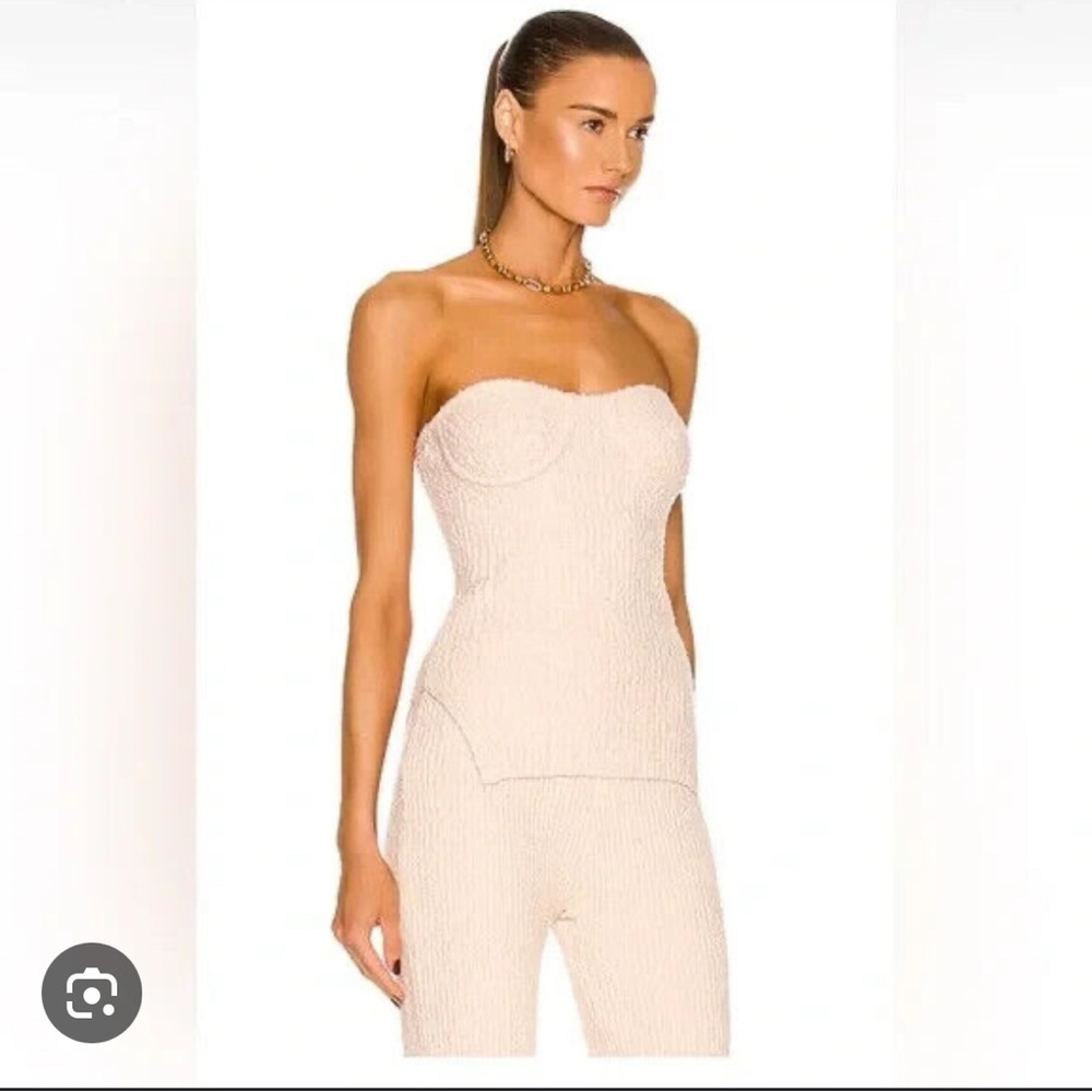 Helmut Lang Boucle White Strapless top small